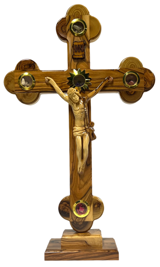 15" Roman Cross Including Four Holy Land Essences with stand