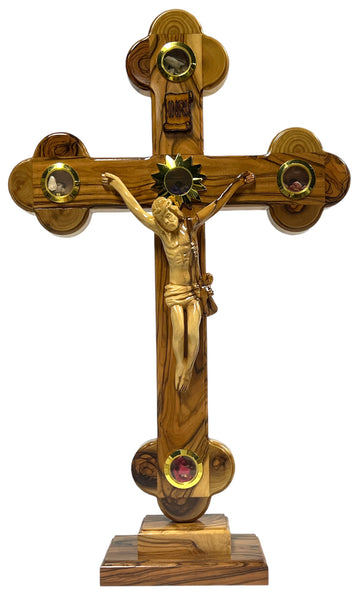 15" Roman Cross Including Four Holy Land Essences with stand