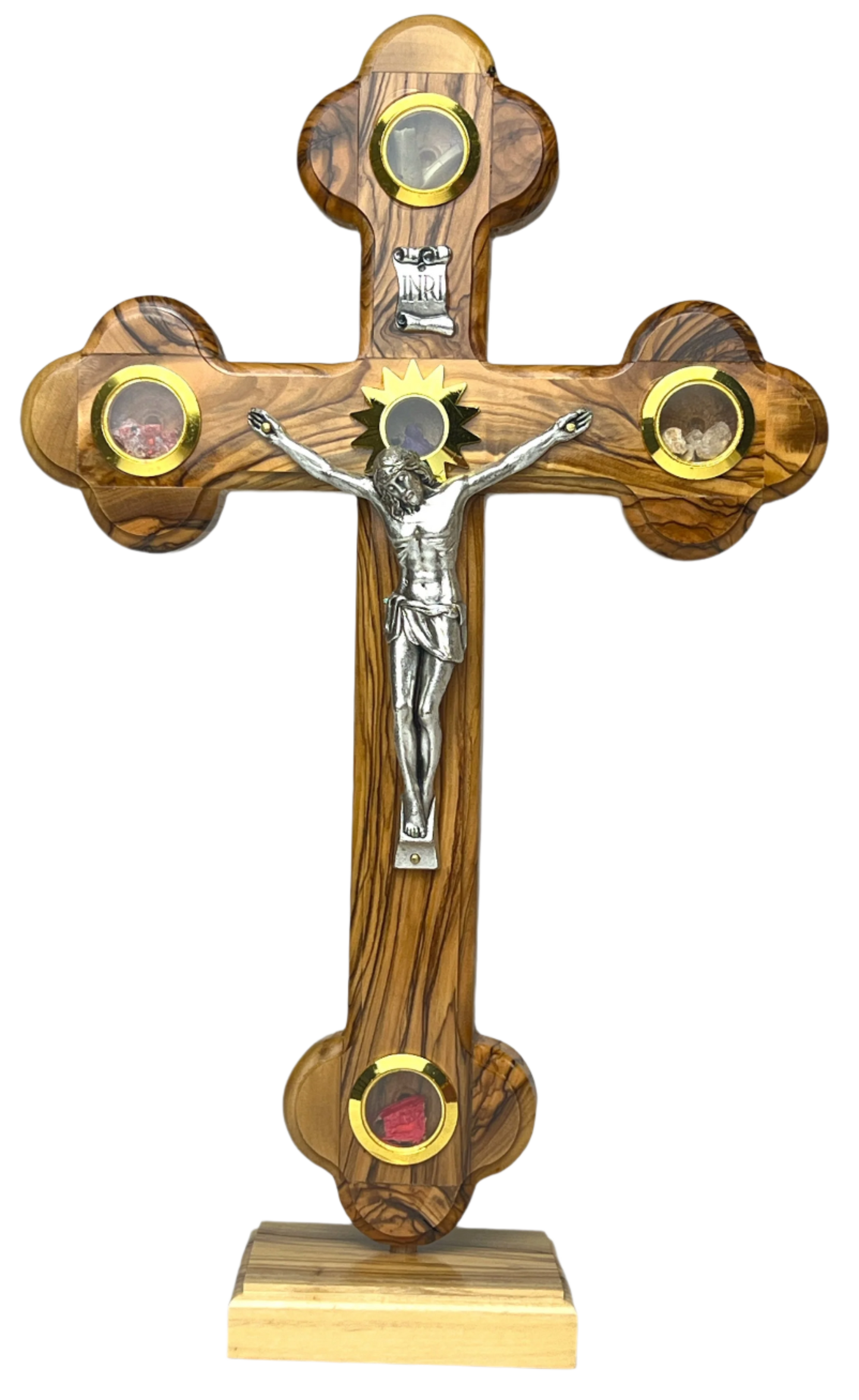 11" Roman Cross Including Four Holy Land Essences with stand