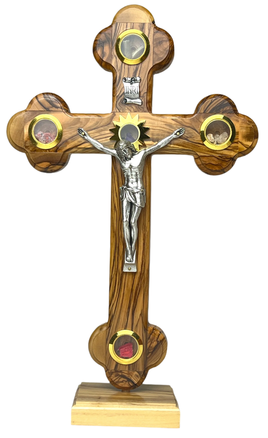 11" Roman Cross Including Four Holy Land Essences with stand