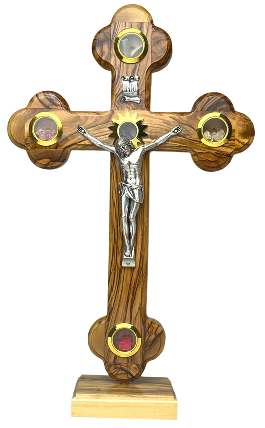 11" Roman Cross Including Four Holy Land Essences with stand