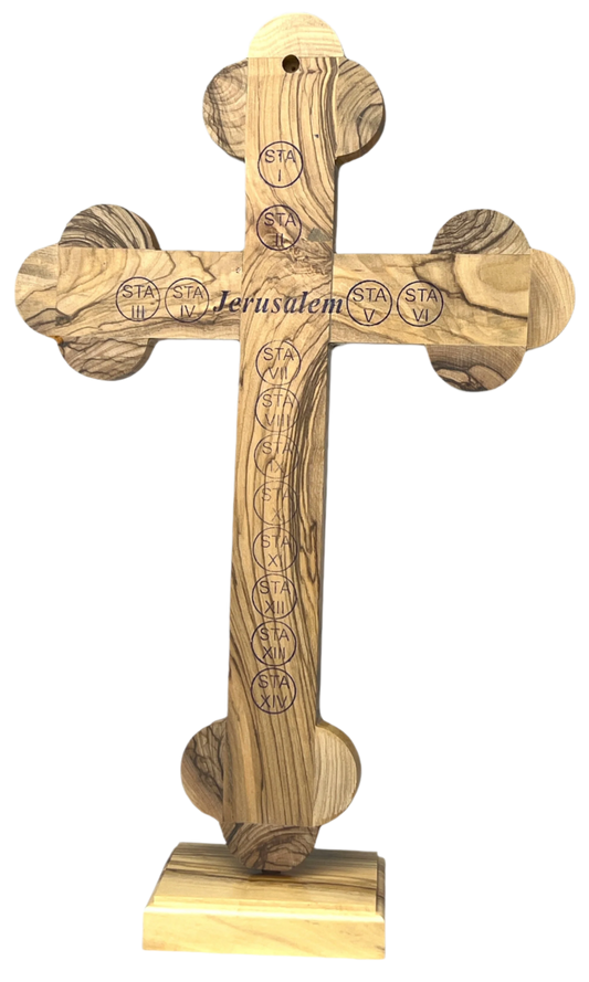 11" Roman Cross Including Four Holy Land Essences with stand
