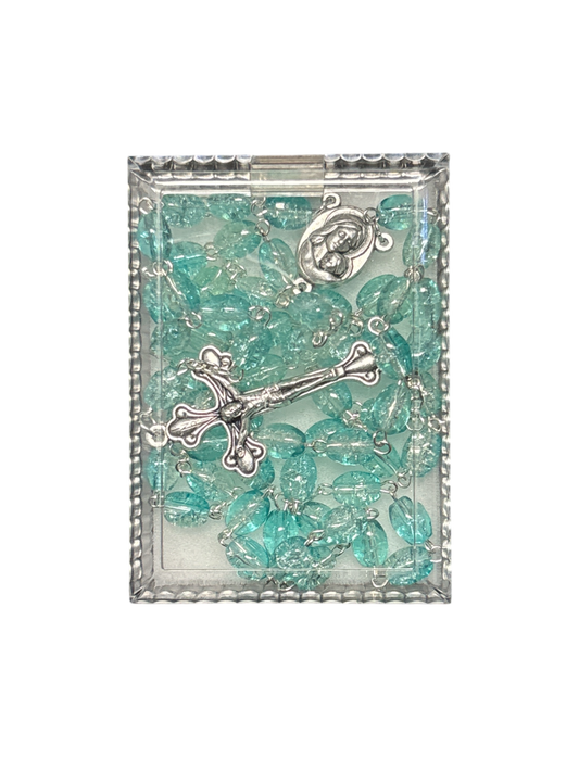 Aqua crystal Rosary