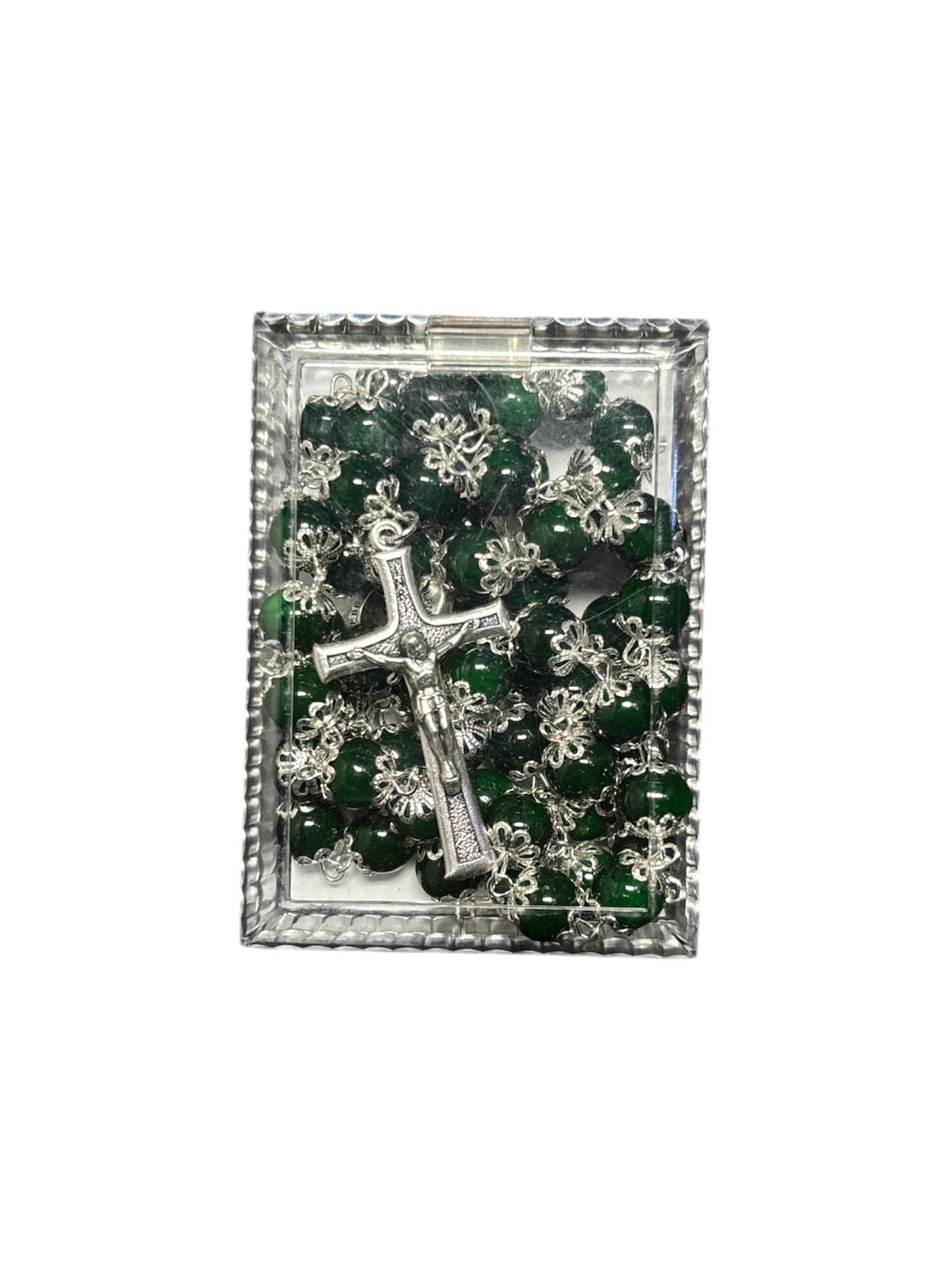 Forest Green Coral Rosary