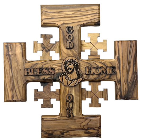 6" God Bless Our Home Jerusalem Cross
