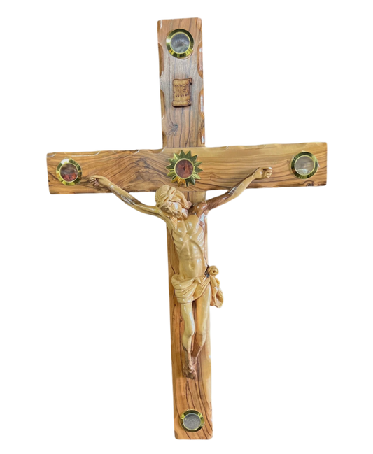 Latin Cross with olive wood crucifix