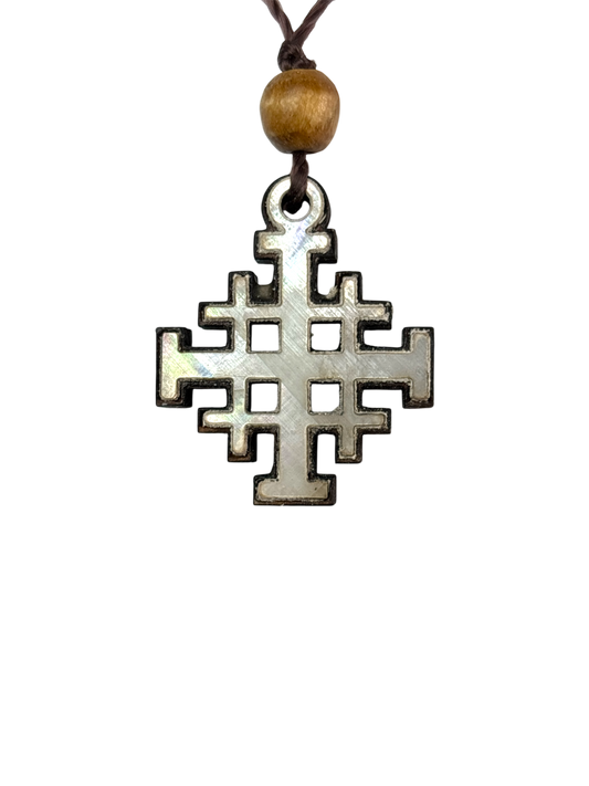 Adjustable Necklace with Jerusalem Cross Pendant