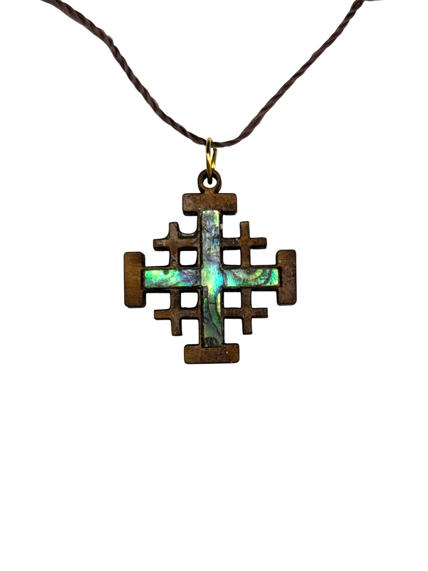 Adjustable Necklace with Jerusalem Cross Pendant