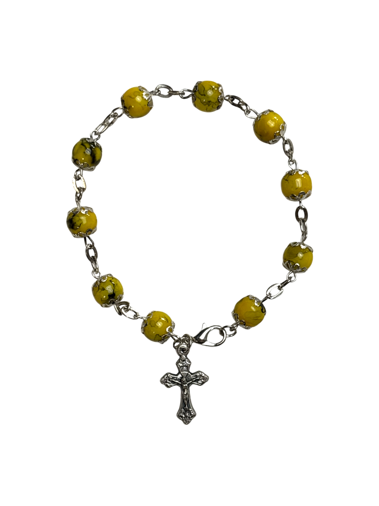 Yellow Coral Rosary and Bracelet Set