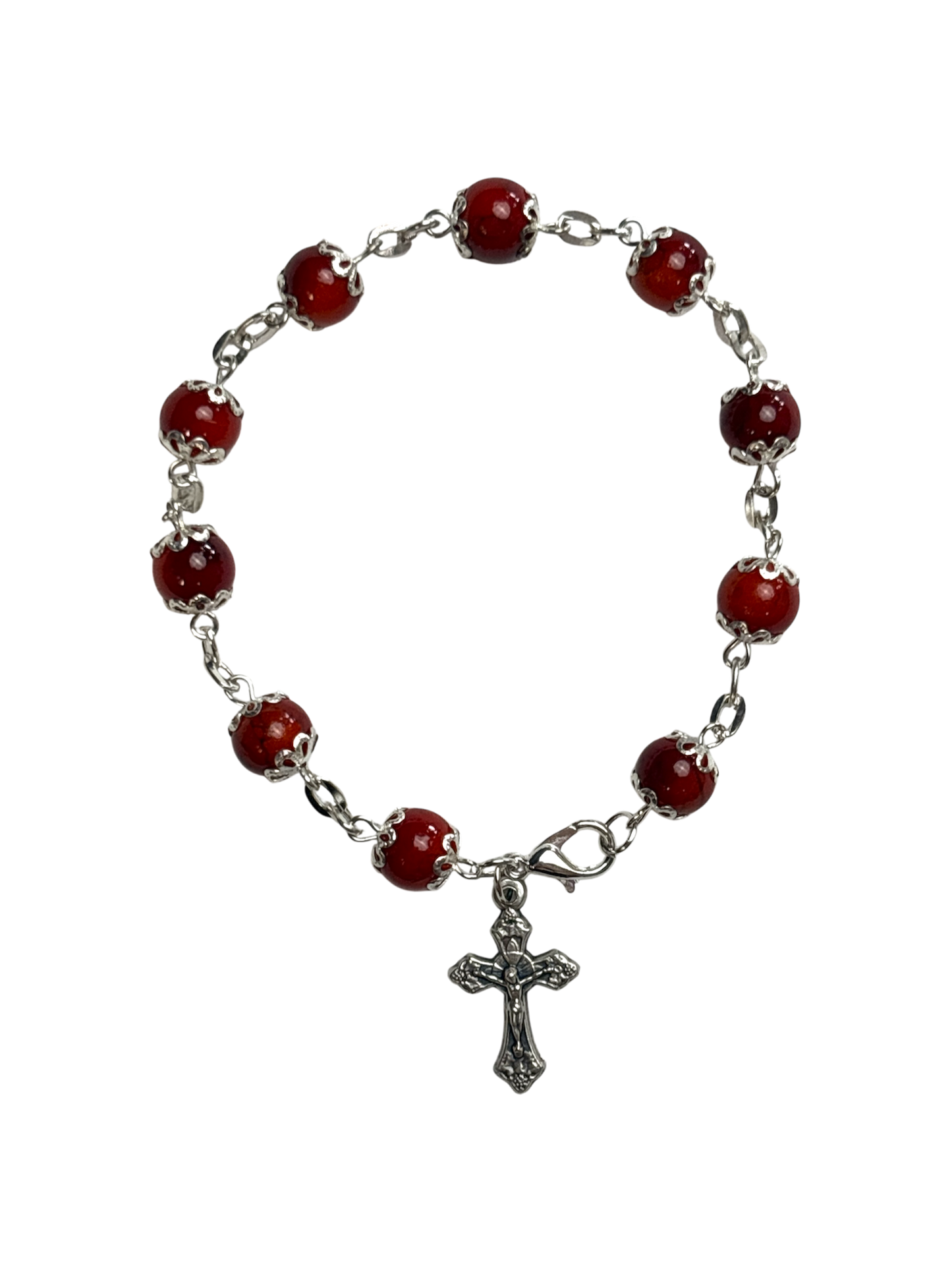Burnt Red Rosary and Bracelet Set