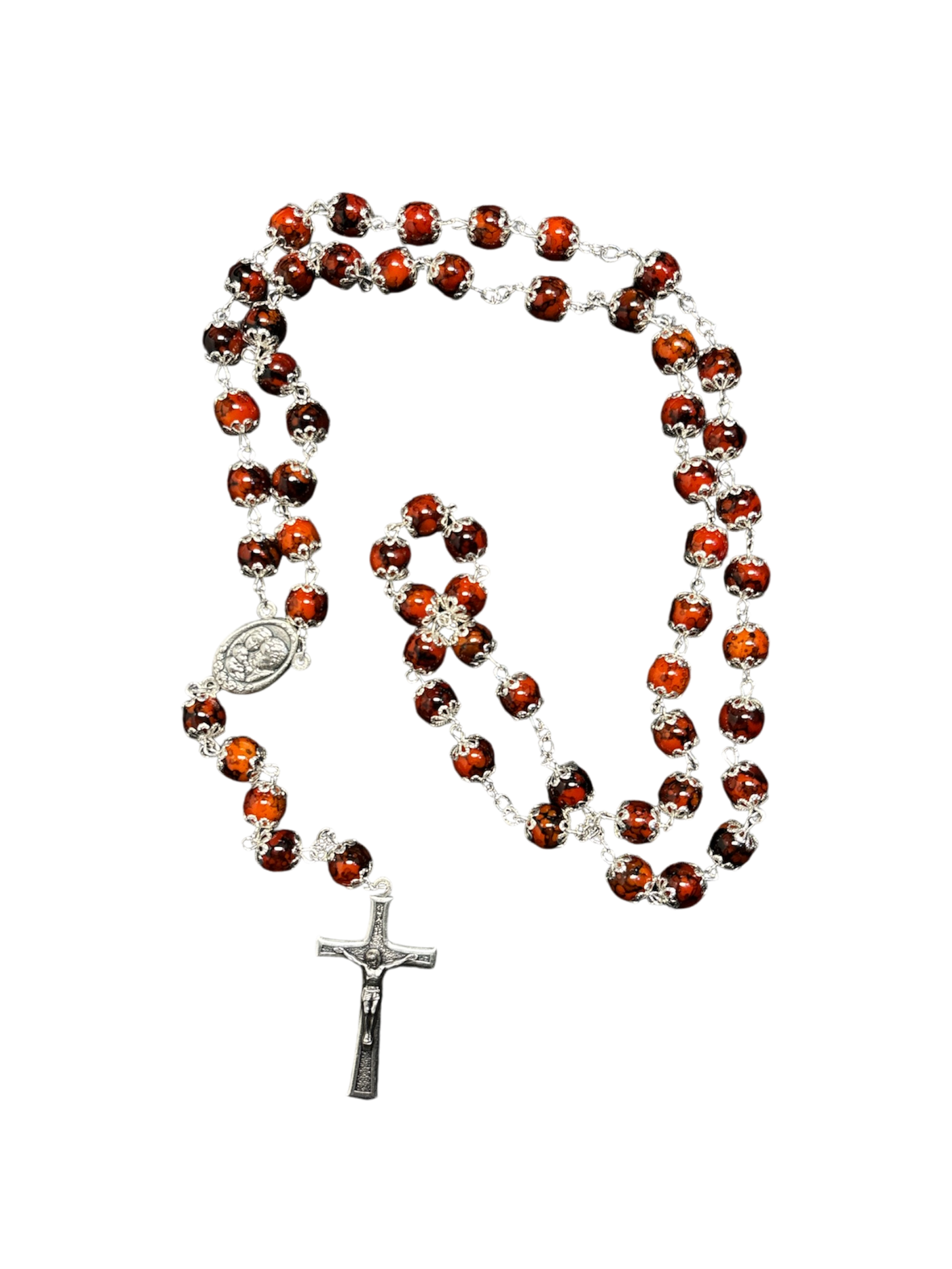Burnt Red Rosary and Bracelet Set