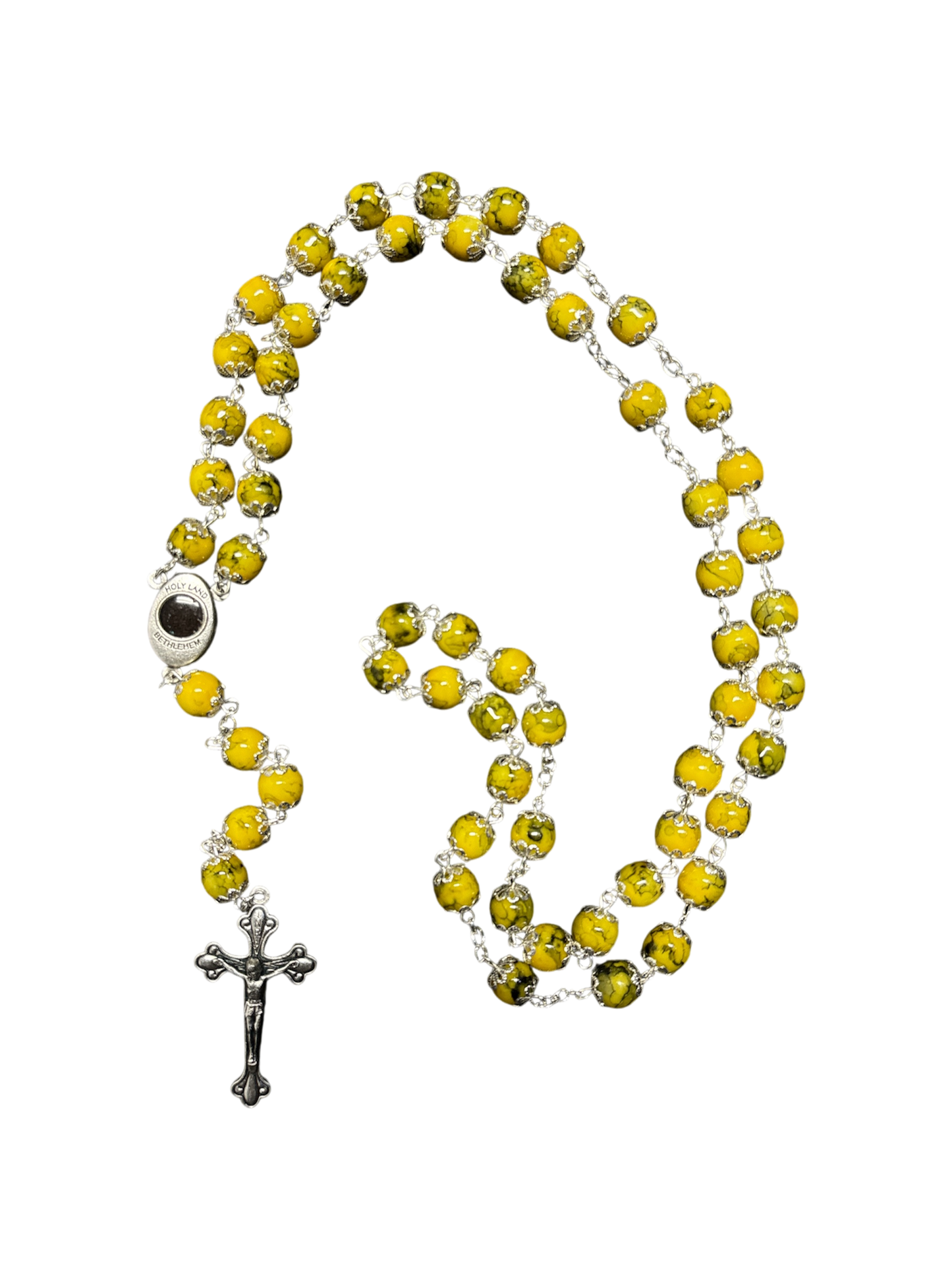Yellow Coral Rosary and Bracelet Set