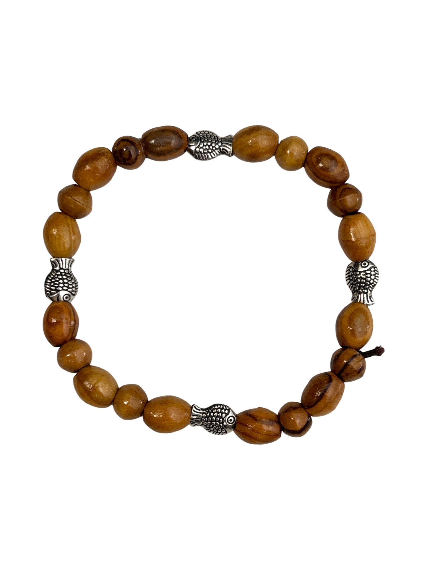 Set of Four Beaded Olive Wood Bracelets