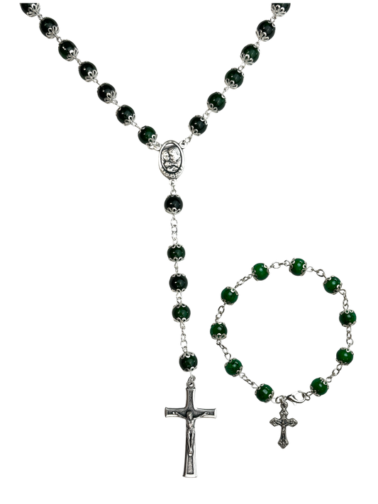 Green Coral Bracelet and Rosary