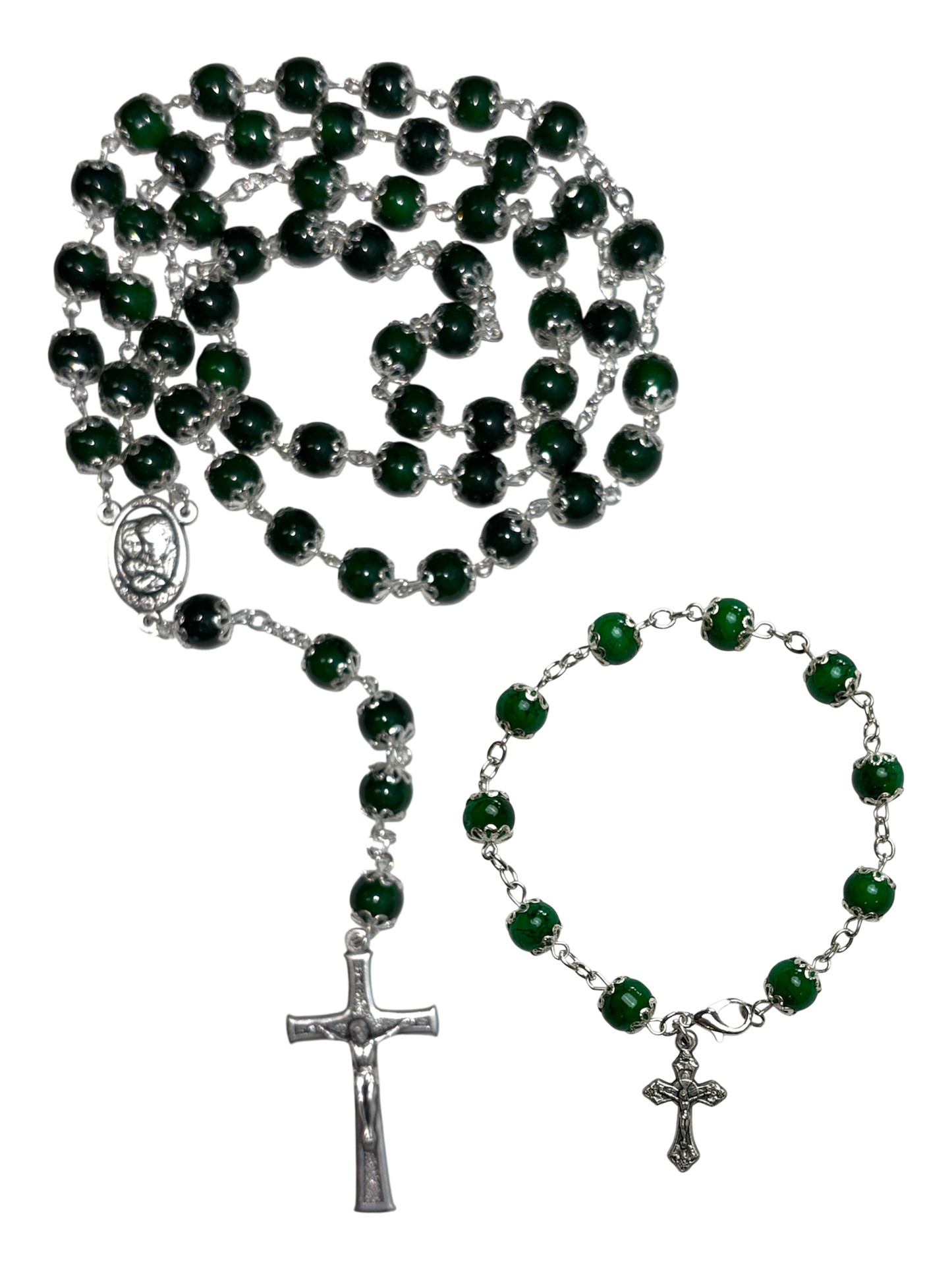 Green Coral Bracelet and Rosary