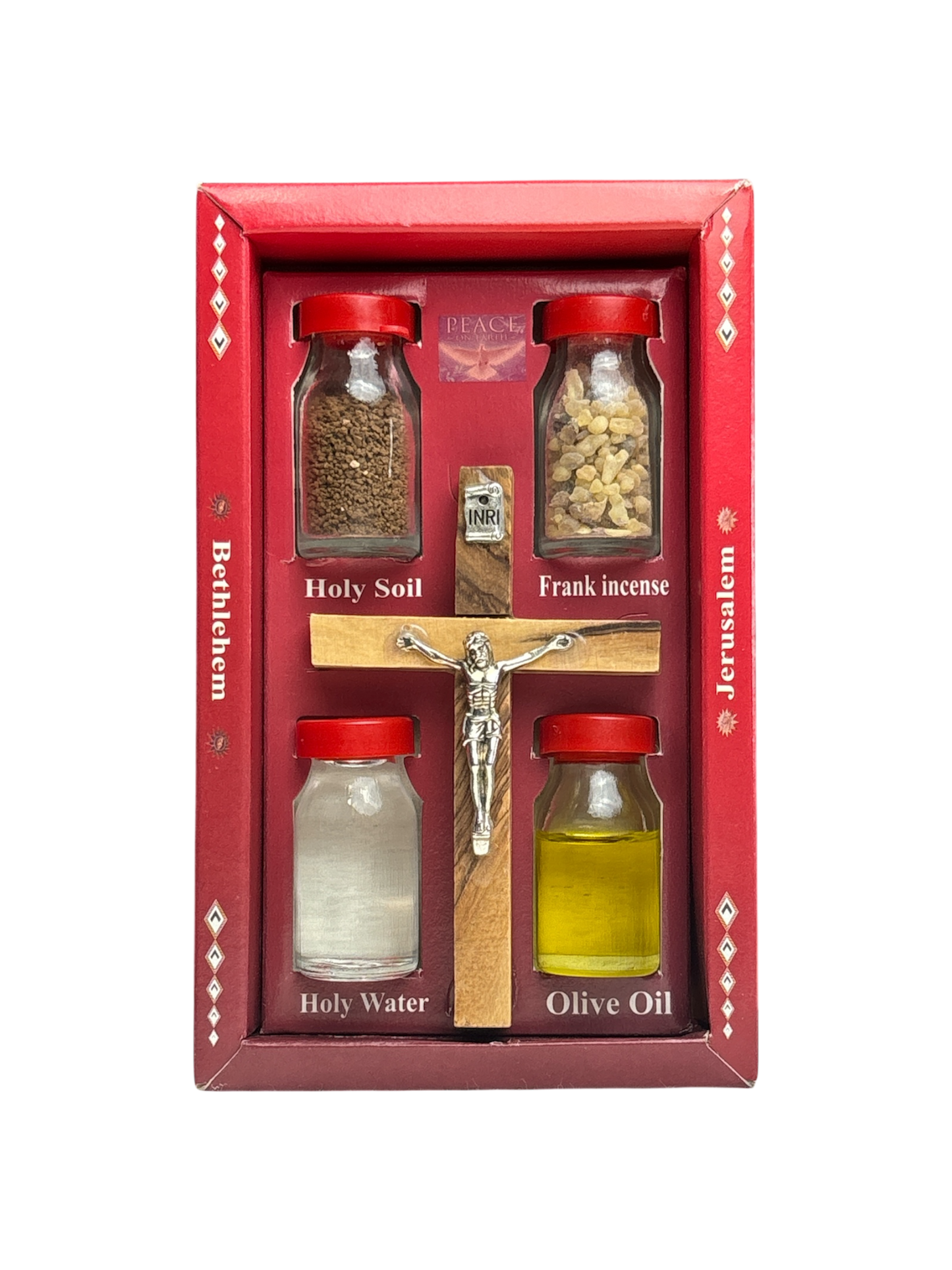 Olive Wood Crucifix with the Holy Elements