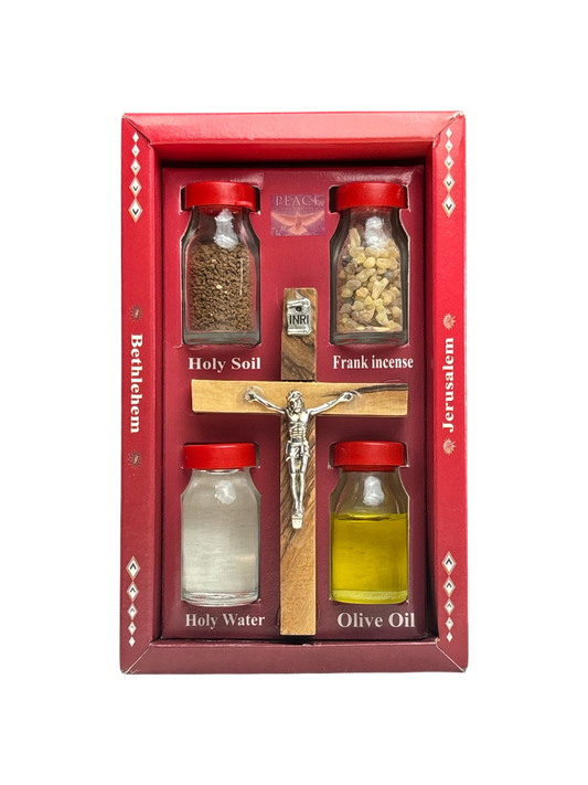 Olive Wood Crucifix with the Holy Elements