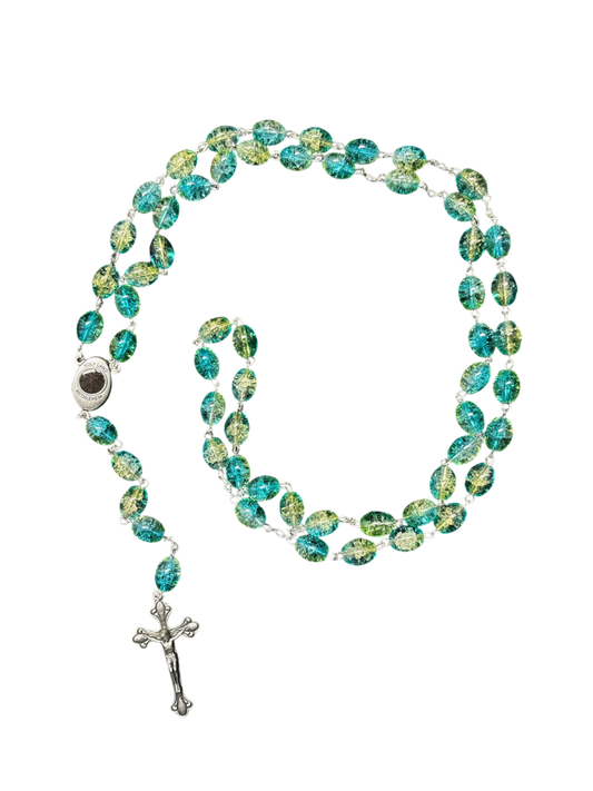 Green and Teal crystal Rosary