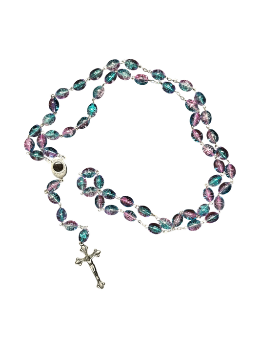Purple and Teal crystal Rosary