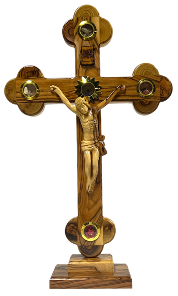 15" Roman Cross Including Four Holy Land Essences with stand