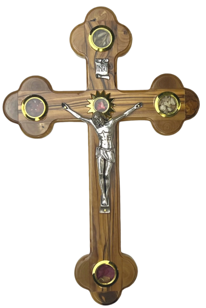 10" Roman Cross Including Four Holy Land Essences