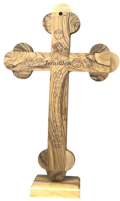 11" Roman Cross Including Four Holy Land Essences with stand