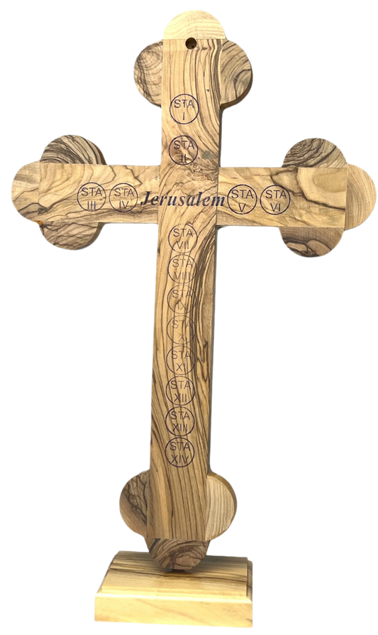 11" Roman Cross Including Four Holy Land Essences with stand