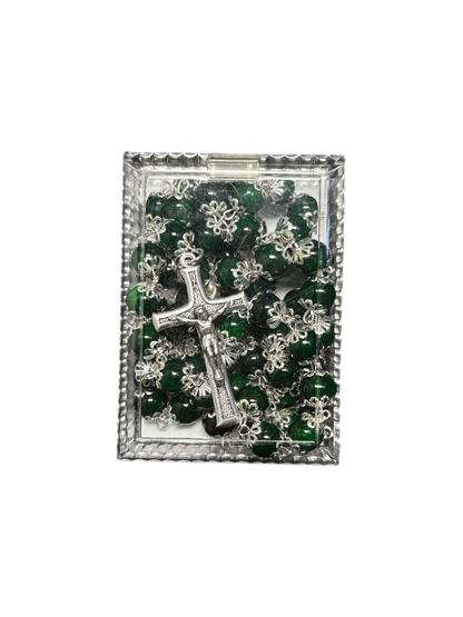 Forest Green Coral Rosary