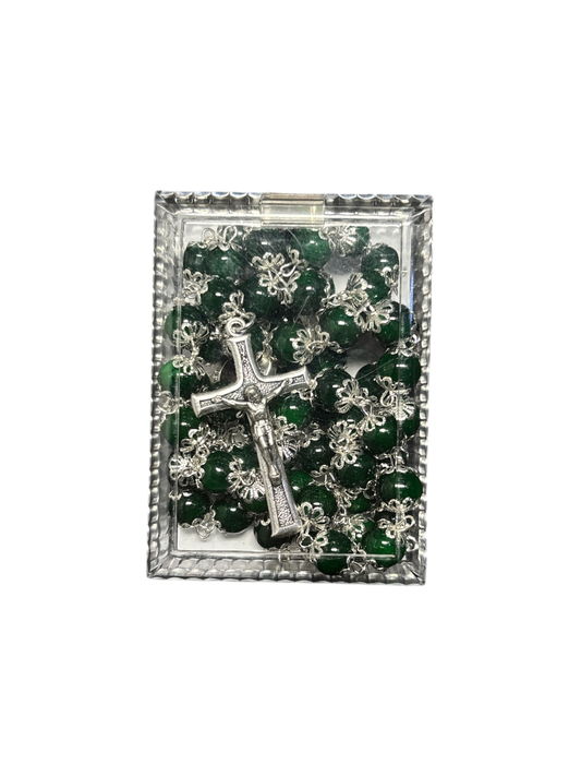 Forest Green Coral Rosary