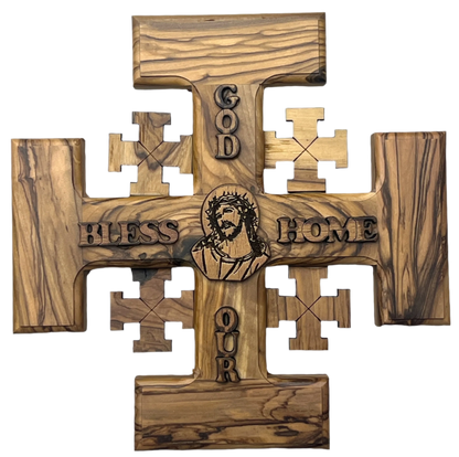 6" God Bless Our Home Jerusalem Cross