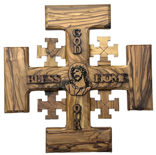 6" God Bless Our Home Jerusalem Cross