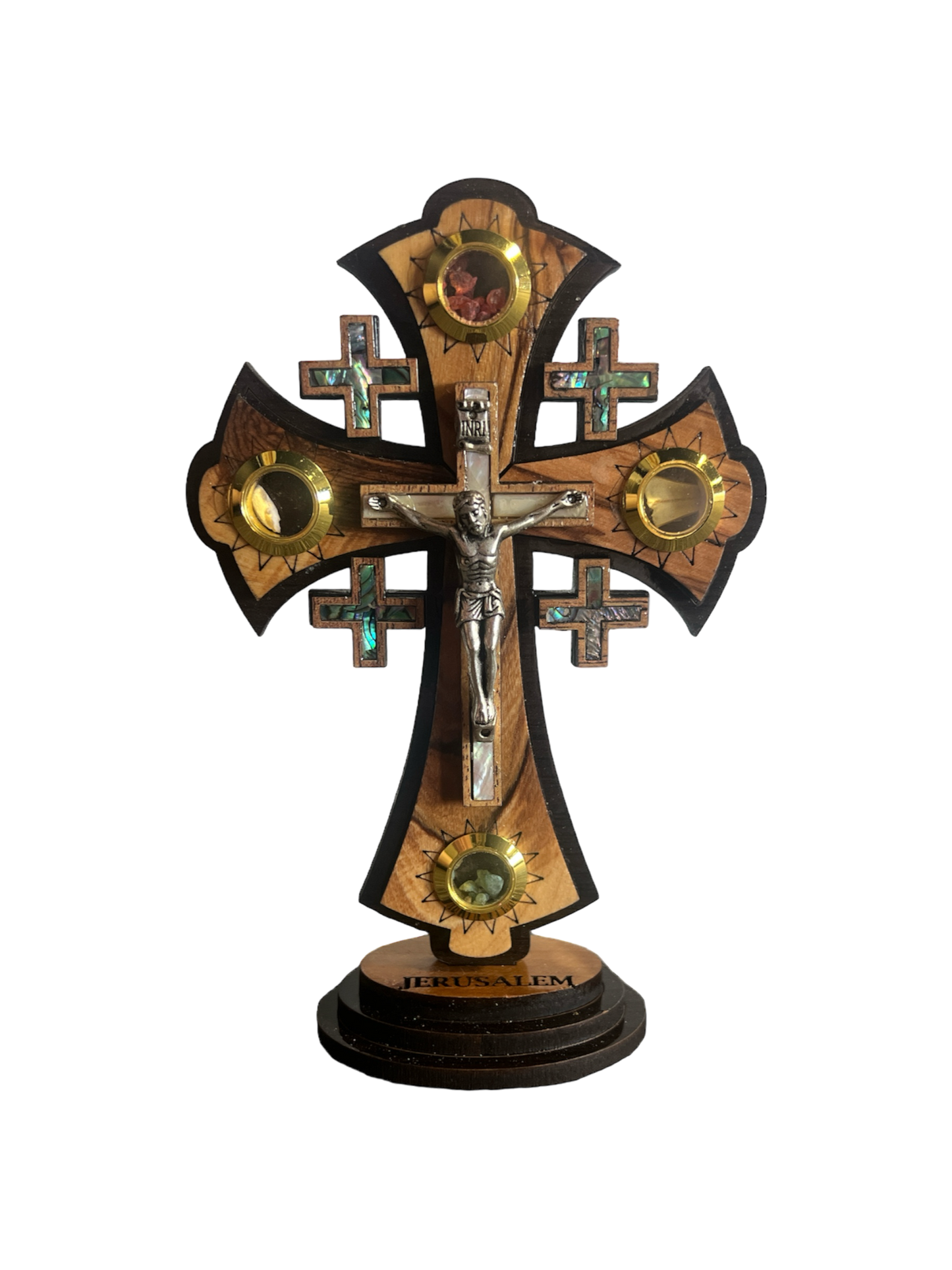 6" Jerusalem Cross with Stand
