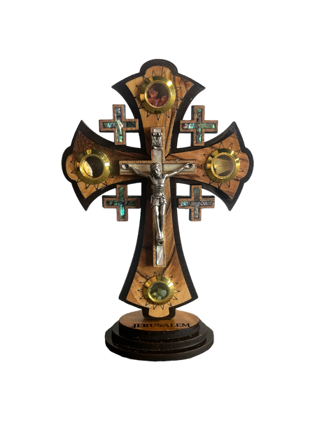 6" Jerusalem Cross with Stand