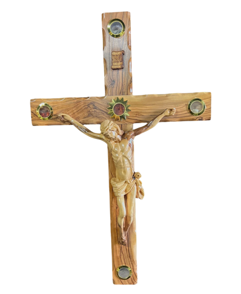 Latin Cross with olive wood crucifix