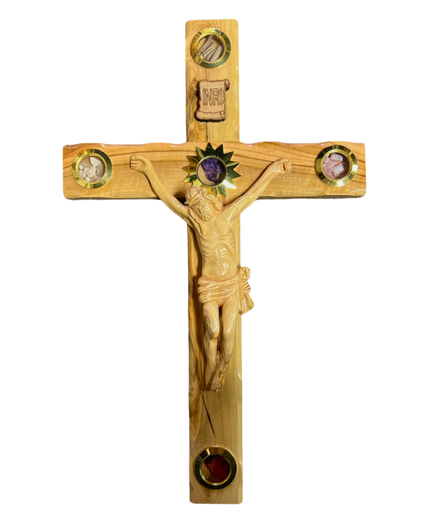Latin Cross with olive wood crucifix