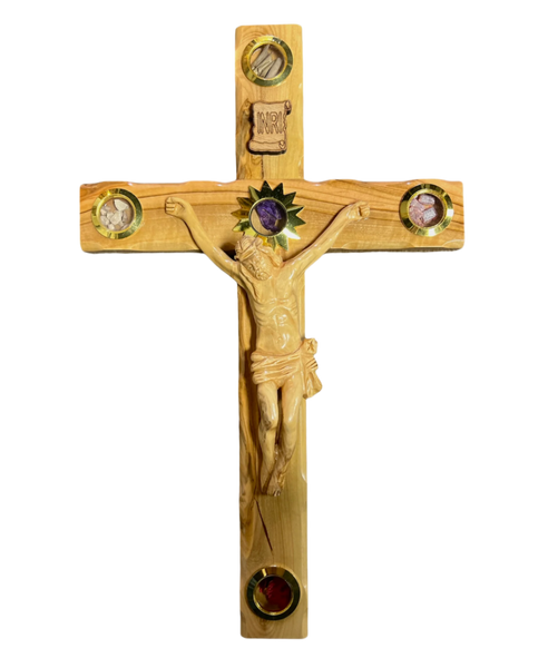 Latin Cross with olive wood crucifix