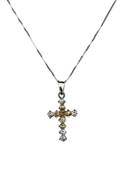 Sterling Silver Necklace with Yellow gemstone Cross