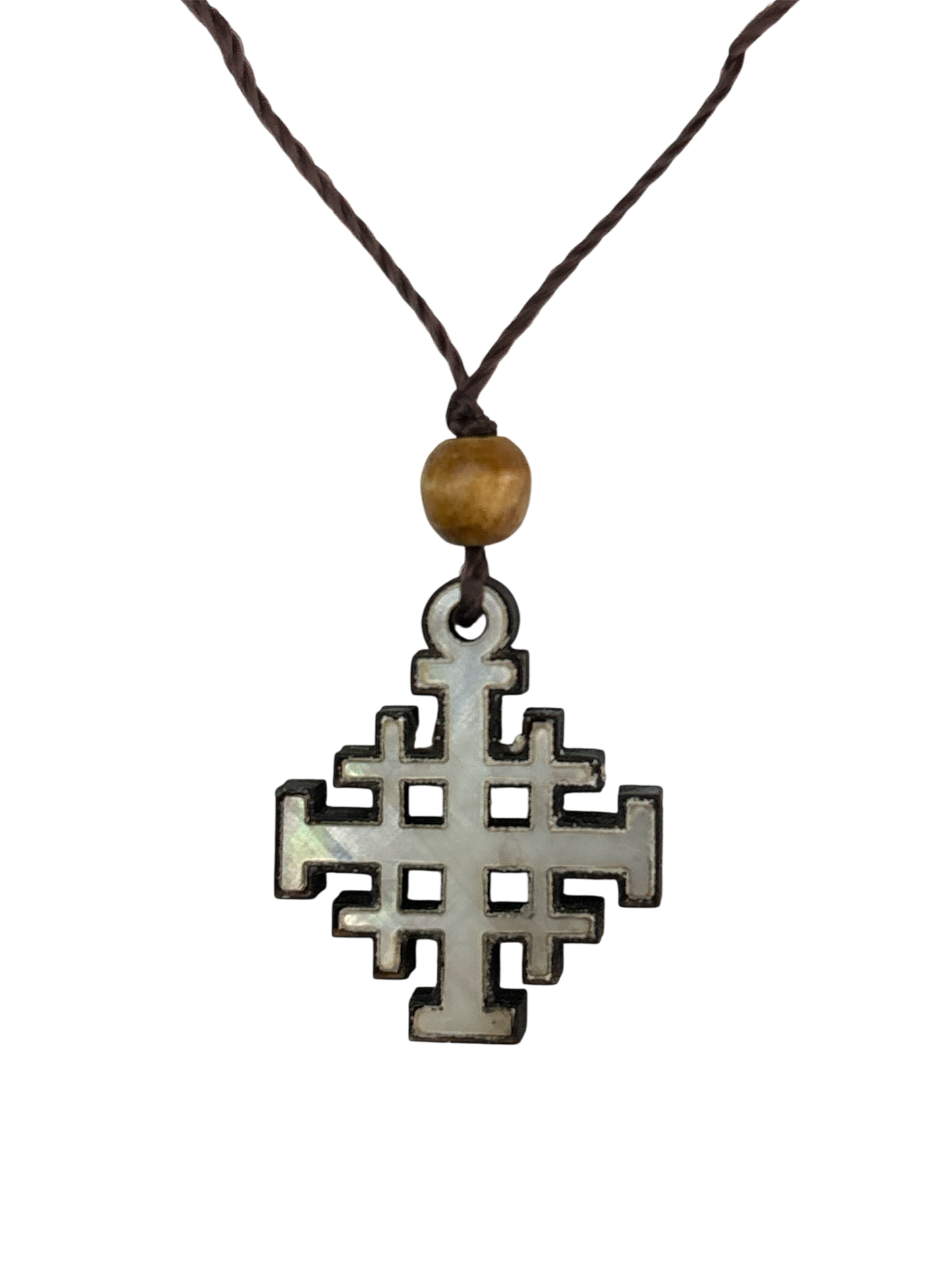 Adjustable Necklace with Jerusalem Cross Pendant