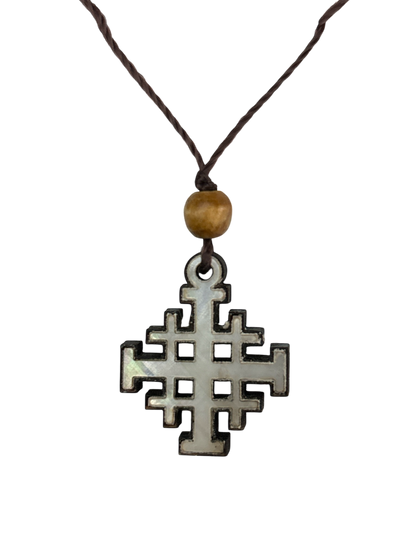 Adjustable Necklace with Jerusalem Cross Pendant