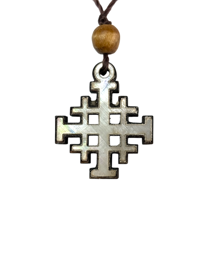 Adjustable Necklace with Jerusalem Cross Pendant