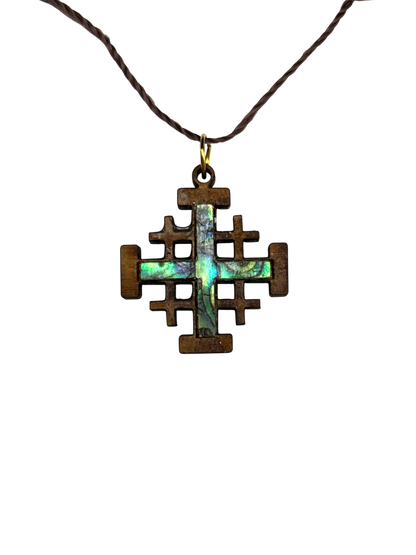 Adjustable Necklace with Jerusalem Cross Pendant