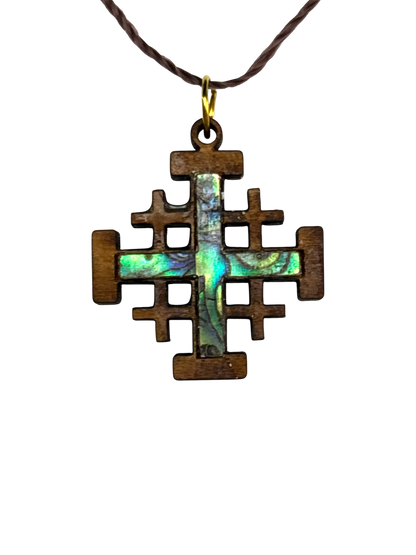 Adjustable Necklace with Jerusalem Cross Pendant