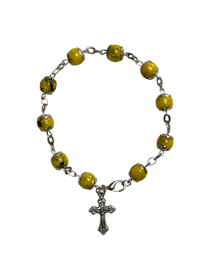 Yellow Coral Rosary and Bracelet Set
