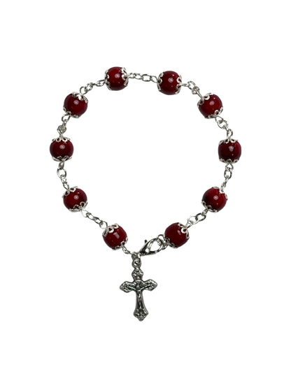 Red Coral Rosary and Bracelet Set