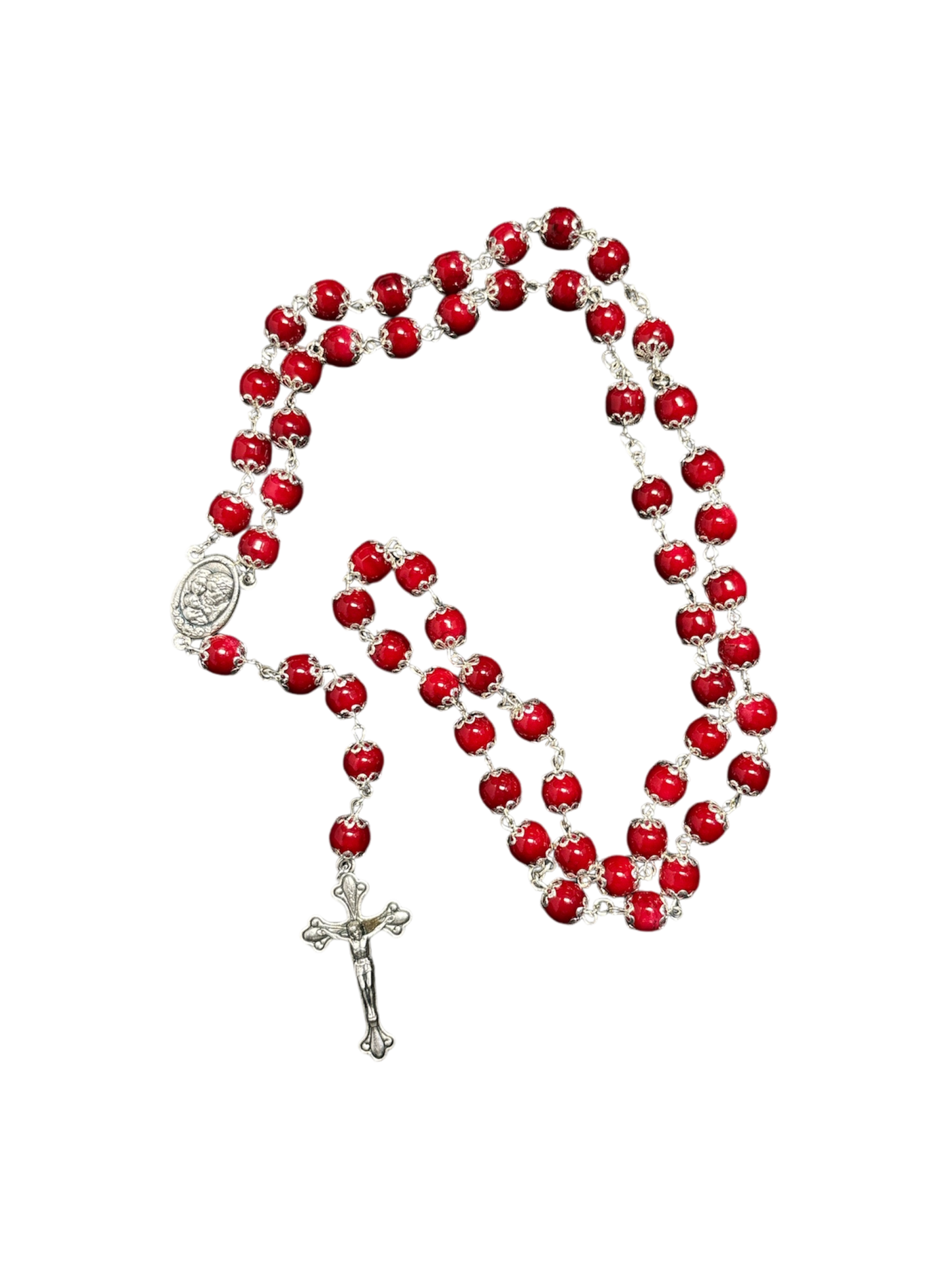 Red Coral Rosary and Bracelet Set