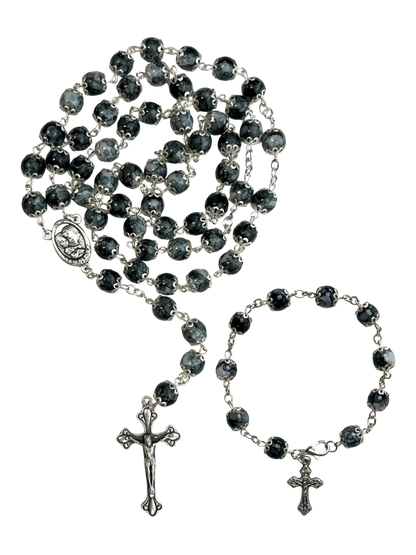 Black Coral Rosary and Bracelet Set