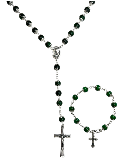 Green Coral Bracelet and Rosary