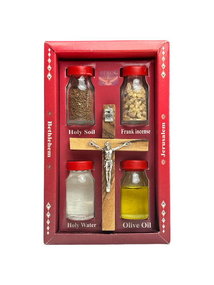 Olive Wood Crucifix with the Holy Elements