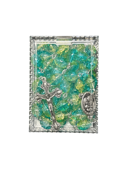 Green and Teal crystal Rosary