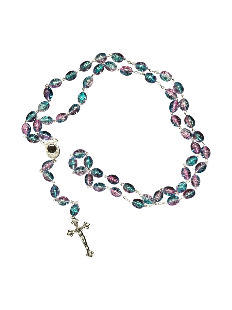 Purple and Teal crystal Rosary